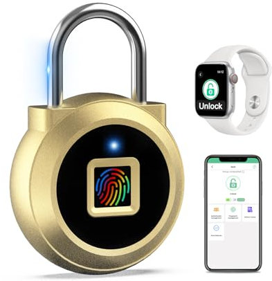 Eseesmart Fingerprint Padlock, Locker Bluetooth, Mobile APP, Smart Padlock with Keyless Biometric, Water Resistant, Suitable for Gym, School, Bike, Luggage Bags, Locker and Storage