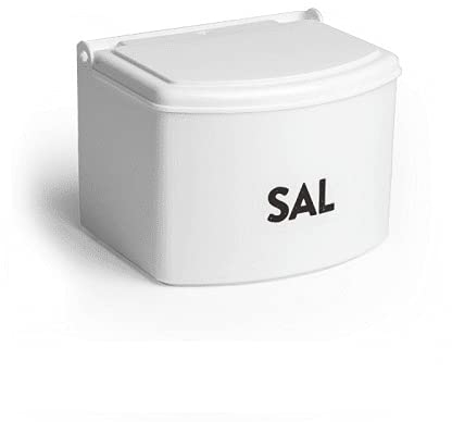 CABLEPELADO - Salero plastico con tapa - recipiente sal - Fabricado en Plástico - Tamaño Cocina - se puede colgar - Blanco