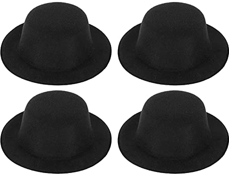 STOBOK Mini Top Hüte Weihnachten Schwarz Mini Deko Zylinder Miniatur Schneemann Hüte Schneemann Dekoration Zubehör für DIY Handwerk Urlaub Weihnachten Puppe Basteln Cupcake Topper 4 Stück