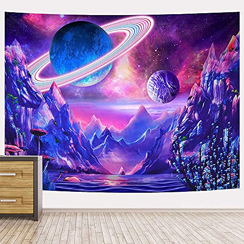 YISUMEI Galaxie-Weltraum-Tapisserie, psychedelischer Trippy-Wandteppich für Schlafzimmer, ästhetische Universität, Solar-Tapisserie, Wandbehang für Raumdekoration, M / 130 x 150 cm