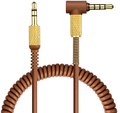 Yizhet Cable de Audio Auriculares Compatible con Marshall Major & Marshall Monitor Jack 3,5mm Cable de Aux de Repuesto Estéreo con Micrófono & Remotetalk para Marshall Major 3 y Major 2 (Marrón)