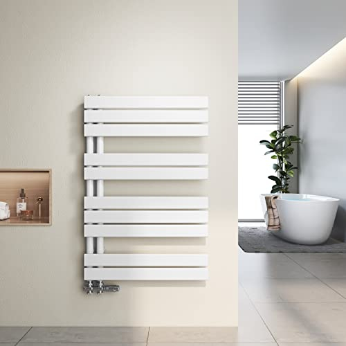 Heilmetz Badheizkörper Flach Design Heizkörper Handtuchtrockner für Badezimmer Handtuchheizkörper mit Seitenanschluss 600x899mm Handtuchwärmer Weiß 532W