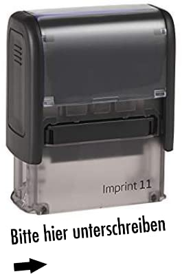 Selbstfärber Imprint/Lagertext – Bitte hier unterschreiben - von Kaufhaus2010 - Lagertextstempel zur Kennzeichnung von Dokumenten 37 mm lang