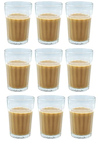 Awadh Chai Glass Verre à thé tapi, verre à thé Desi, verre à thé traditionnel – 12 pièces, transparent, service à thé vintage 150 ml