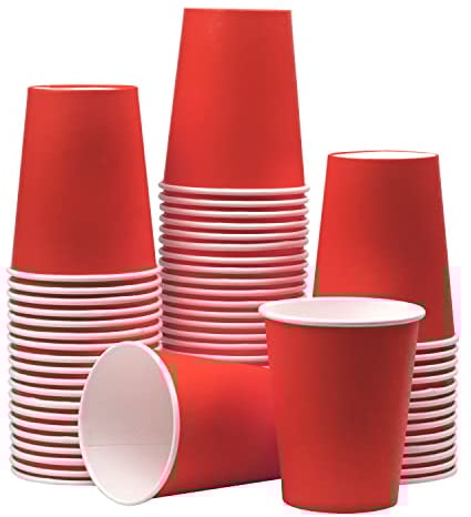 Yuxitia Lot de 60 gobelets jetables en carton rouge pour fête de mariage, pique-nique, barbecue, voyage et événement, 236 ml (rouge)