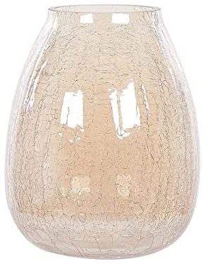 Deko Blumenvase Bruchglas beige 22 cm bauchig mit breiter Öffnung Likoporia