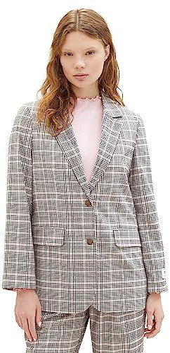 TOM TAILOR Denim Blazer Ample avec Motif à Carreaux, 32456-rose Grey Check, S Femme