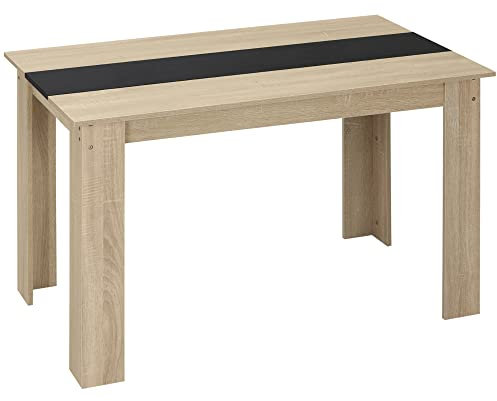 HOMCOM Table à Manger Design Moderne avec Grand Plateau 2-4 Personnes en Panneaux de Particules dim. 120L x 69l x 75H cm Noir et Naturel