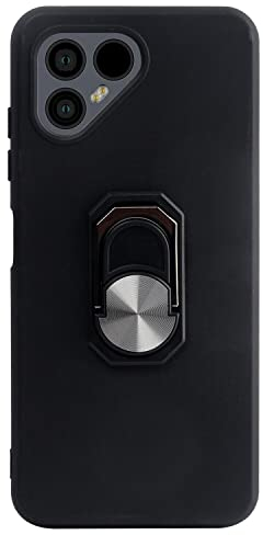 Cheshaoping TPU Silikon Tasche Hülle Weiche Case Für Fairphone 4 6.3 Inch Ring Halter Ständ Prämie Handy Schutz Cover Etui Schutzhülle Handytasche (Schwarz)