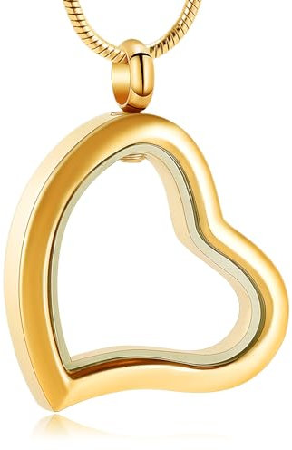 VCCWYQK Collier urne funéraire en forme de cœur en verre pour cendres en acier inoxydable pour femme, Acier inoxydable