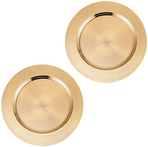 Event Kauf Platzteller Gold 2 Stück Ø 33 cm B Ware - Unterteller Dekoteller für Hochzeit, Weihnachten - wiederverwendbar
