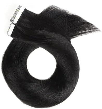 hairific Tape In Extension Echthaar Hair Extensions Remy Haarverlängerungen 20 Tressen je 2,5 Gramm (30cm, 01 - Schwarz)