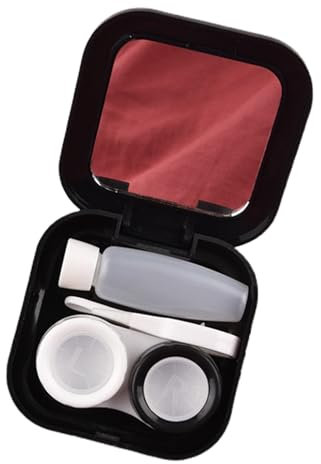 ulafbwur Contact Lenses Care Kit Vibrant Color Fashion Eye Contact Lenses Box with Mirror Black
