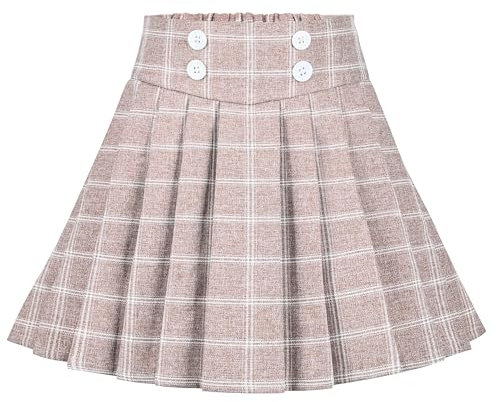 Sunny Fashion Ragazze Gonna Beige Griglia Controlli Plaid Pieghe Scuola Tennis Mini Casuale 9-10 Anni
