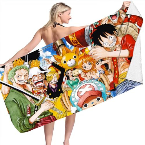 YGCHEN Kinder Strandtuch Piratenkönig Handtuch Anime Badetuch Kinder Strandtücher Luffy Handtücher für Strand Schwimmen Camping Kindergeschenk Badetücher (70 * 150 cm)