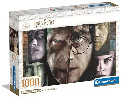 Clementoni Jigsaw Puzzle Harry Potter 1000 Pieces - Poster Included, Puzzle For Adults 14-99 Years, Gift For Men/Women, Hogwarts, Made In Italy, 39855