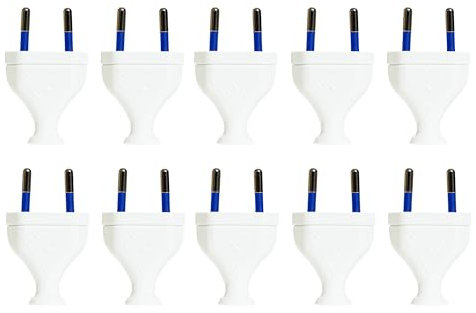 KEL 10 Stück Eurostecker flach demontierbar 2,5A / 230V, mit IP20 Schutzklasse - für den Innenbereich. Euro stecker aus Kunststoffstecker Weiß.