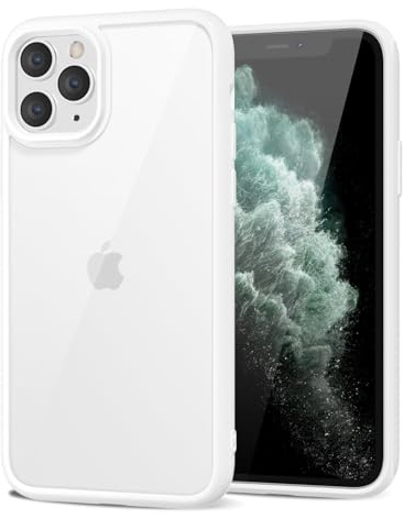 LoeoeL for iPhone 11 Pro Max Case Clear, Transparent Hybrid 11 Pro Max Phone Case [Hard Plastic & Soft Silicone Bumper] Acrylic Non Yellowing Thin Slim Protective Cover for Women, White
