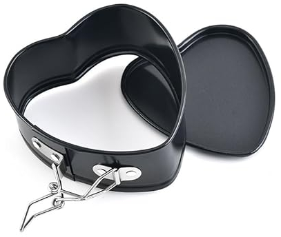 Oungy Molde para tartas de 4 pulgadas con forma de corazón, 6 piezas de mini molde de pastel de corazón de 5 cm de profundidad, molde antiadherente para tartas de queso