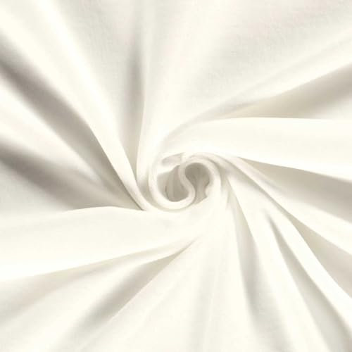 Nicky-Stoff Velour Nicky uni Zuschnitt ab 50 x 150cm Velourstoff Baumwolle Farbwahl, Farbe:051 - creme