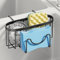 SWTYMIKI Sponge Holder for Kitchen Sink - Movable Kitchen Caddy with M-Shaped Hook, Stainless Steel Hanging Sponge Caddy for Dish Sponge, Brush, Sink Stopper Organizer in Double Bowl Basin, Black