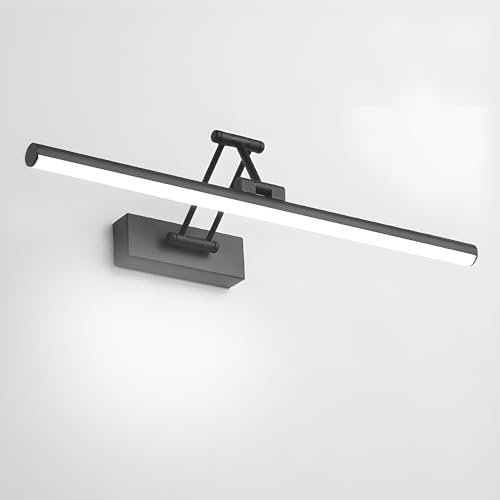 Klighten LED Spiegellampe Bad 70cm, Drehung Spiegellampen Spiegel für bad IP44, Spiegelleuchte Badezimmer 24W 1650 LM, LED Badspiegelleuchten Badezimmerspiegel, Kaltes Weiß 5500K, Schwarz