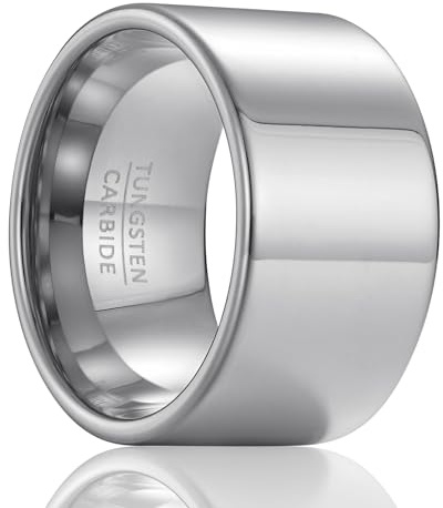 SOXEMAN Herren-Daumenring, 14mm breites schweres Wolframband, solider dominanter Statementschmuck, Comfort Fit (US-Größen) | Silber | US-Größe 11 (64,7 mm)