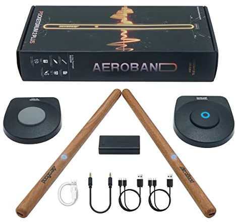 AeroBand PocketDrum 2 Plus Elektrisches Lufttrommel-Set, Lufttrommelstöcke, mit Trommelstöcken, Pedalen, Bluetooth, USB-MIDI-Funktion, elektronische Trommeln für Erwachsene, Kinder, Geschenk