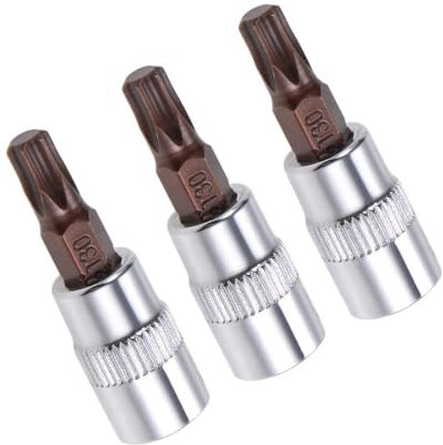 TA-VIGOR 3Pcs Torx Bit Socket, 1/4 Drive x T30 CR-V Key Socket, Premium S2 Steel Bits, Torx Bit with 38mm Length for Ratchet Wrench, Torque Wrench, Slide Bar, Impact Power Drills