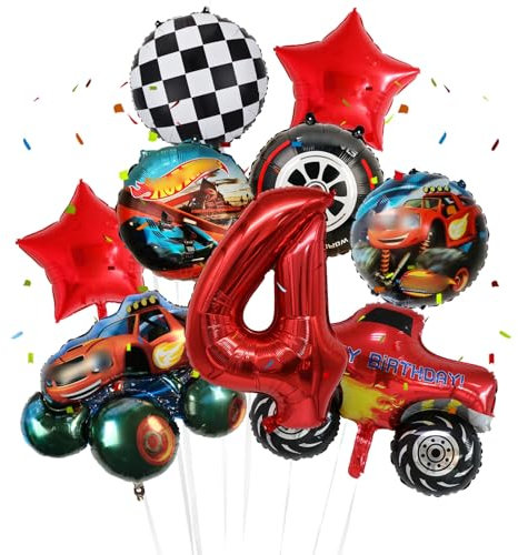 Auto Geburtstagsdeko 4 Jahre Wheels Luftballons Jungen- Kindergeburtstag Deko Car Folienballon Happy Birthday Geburtstag Balloon Partyzubehör für Kinder Racing Theme Party Geburtstag Supplies ballon