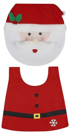 Toilettensitzbezug und WC-Vorleger für Badezimmer, Toilettensitzbezug-Set, rutschfest, multifunktional, für Weihnachten, festliche Badedekoration, bunte Partygeschenke