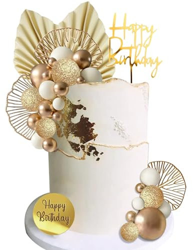 29PCS Tortendeko Kugeln, Kugel Cake Topper, Ball für Geburtstag, Hochzeit, Valentinstag, Babyparty - DIY Kuchen Deko (Gold)