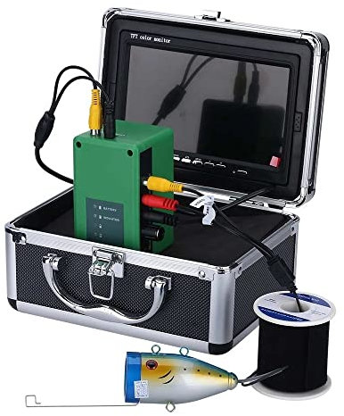 MMLLAOSW Underwater Fishing DVR Camera, 9.0 Inch Screen, 1000TVL Fish Finder IP68 Waterproof, Up To 8 Hours Battery Life, For Ice Fishing, Lake, Sea, Open Water(50M Cable)