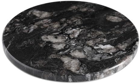 Cahzfie Luxuriöse Brasilien Naturgranit Schneidebrett, Rund, Ø 28 cm Küchenbrett, Deko Käseplatte, Buffet Servierplatte, Torten Platte, Hochzeitsgeschenk, Einweihungsgeschenk (Blue Fantasy)