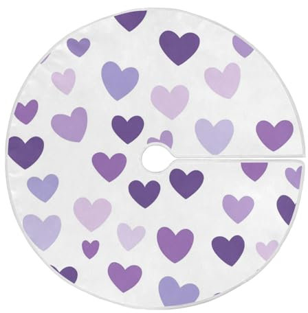 Kleiner Weihnachtsbaumrock mit violettem Herz, Weihnachtsdekoration, rund, waschbar, Mini für Küche, Urlaub, Party, 1,2 m