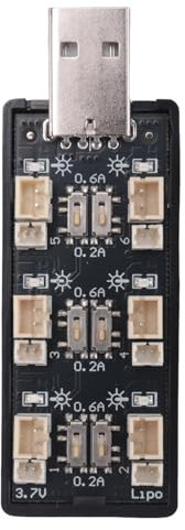 Qerwsdty 1S LiPo Batterie Chargeur USB 3.7V / 4.20V 6 Canaux 1S Chargeur LiPo Micro-JST 1.25 JST-PH 2.0 MCX MCPX Connecteurs