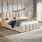 MOTIVENA Grand Bubble Bett 160x200, Polsterbett 160x200 Boucle, mit Bettkasten, mit Stauraum, mit Lattenrost, mit Kopfteil, ohne Matratze, Beige