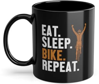 Eat Sleep Bike Repeat Bike Bicycle Fahrradfahrer Kaffeetasse | Radler Radfahrer Fahrrad Tasse Schwarz (02917W)