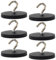 GBKDQQ Magnethaken Schwarz, 6 Stück 43mm Starke Magnete mit Haken Stanzfrei, Gummiert Magnethaken, Extra Stark 10kg Magnethalter für Eisentüren Kühlschränke Küchen Kleiderablage Badezimmer