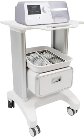 panfudongk Medizinkarre Kosmetikwagen mit Rollen Friseurwagen Rollwagen Rolling Cart Servierwagen mit 1 Schublade 2 Tabletts Max. Tragkraft 100 kg für Kliniken Beauty Salons Spas und Ärzte
