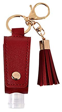 30 Portatile Bottiglia Vuota Bottiglia Di Plastica Da Viaggio Per Disinfettante Le Mani Con Nappe Portachiavi In Pelle PU