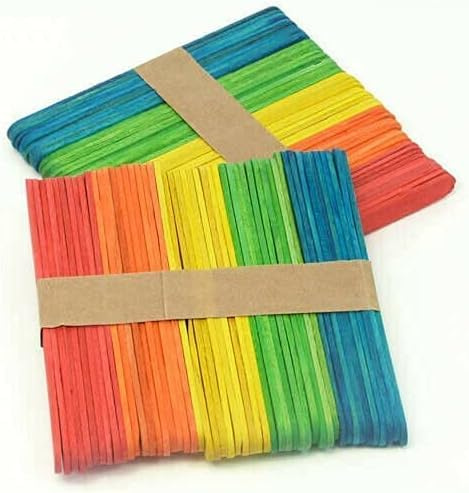 Wood Craft Lot de 100 bâtonnets de sucettes en Bois Couleurs Assorties