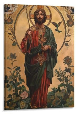 UYAART Leinwandposter Heiliger Judas Thaddäus, Schlafzimmer, Dekoration, Landschaft, Büro, Raumdekoration, Geschenk, 30 x 45 cm