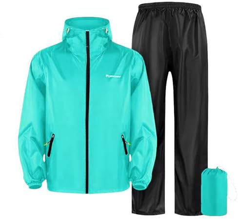 YOSUWOAI Traje de lluvia para mujer y hombre, resistente al agua, pantalones de lluvia, conjuntos de ropa de lluvia, traje impermeable ligero, traje de moto suelto, ropa de lluvia