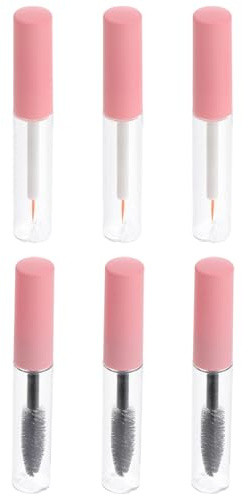 PENIKOKO Leere Wimperntusche Tube 5ml Nachfüllbar Auslaufsicher Kompakt Für Reisen Und Makeup Tasche Selbstgemacht Mascara Eyeliner Behälter Mit Lidschattenspitze Kosmetikbehälter Rosa 6 Stück