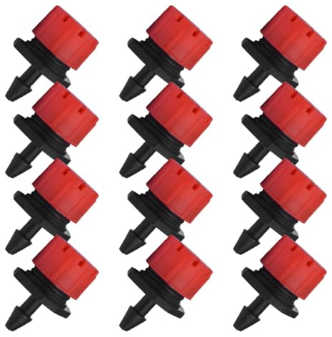 Lurrose 150Pcs Adjustable Drip Irrigation Emitters Red Barbed Drippers for Garden Lawn Watering Vegetable Beds with Anti-Clogging Micro Sprinklers