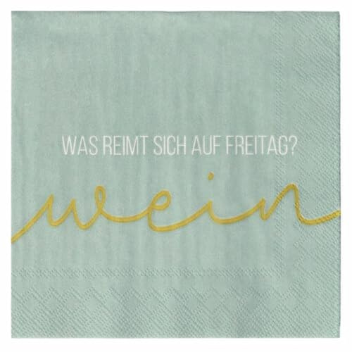 Räder Cocktailserviette Was reimt sich auf Freitag? grün, 20 Stück pro Packung