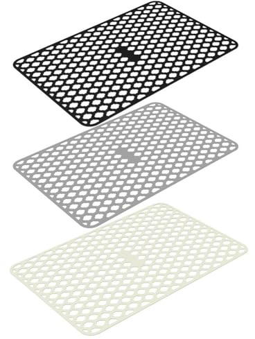 RichVibe Refrigerator Liners Shelves, Silicone Fridge Mats with Textured Grip, Clear Black Grey Beige, Cut-to- Kitchen Drawers and Cabinets, 44.5 x 29.5 cm, Pack of 1
