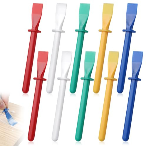10 Pcs Glue Spreader, Plastic Glue Applicator Colored Silicone Glue Brush Non-Stick Reusable Glue Smear Sticks for Epoxy Woodworking Painting Handmade DIY Art Craft