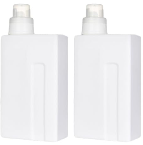 VILLFUL Bouteilles Lessive Rechargeables en PE Blanc 1000ml Lot de 2 Bouteilles D'émulsion Vides Polyvalentes Contenants Pratiques et Réutilisables pour Maison et Hôtel